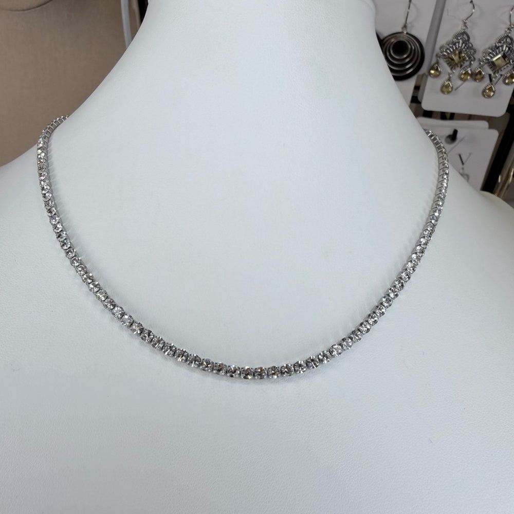 Silver Tennis Crystal Necklace