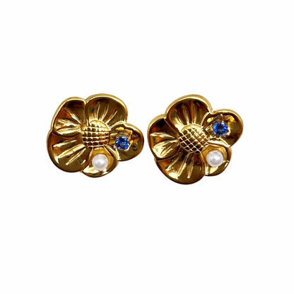 Stainless Steel Flower Stud Earrings