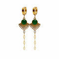 Green Chalcedony Dangle Chain Earrings