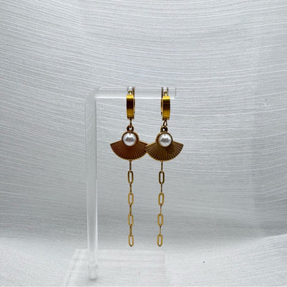 Pearl Dangle Chain Earrings