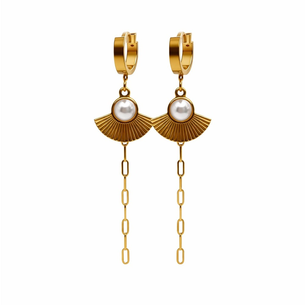 Pearl Dangle Chain Earrings
