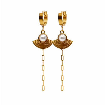 Pearl Dangle Chain Earrings