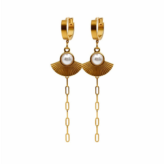 Pearl Dangle Chain Earrings