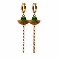 Green Chalcedony Dangle Chain Earrings
