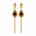 Black Onyx Dangle Chain Earrings