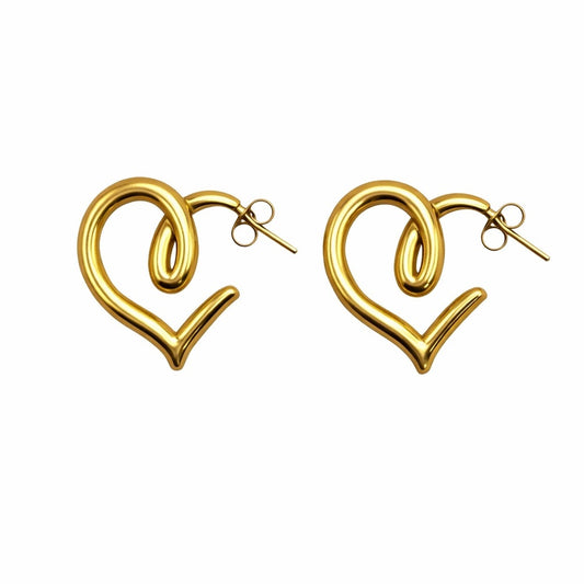 Elise Gold Heart Stud Earrings