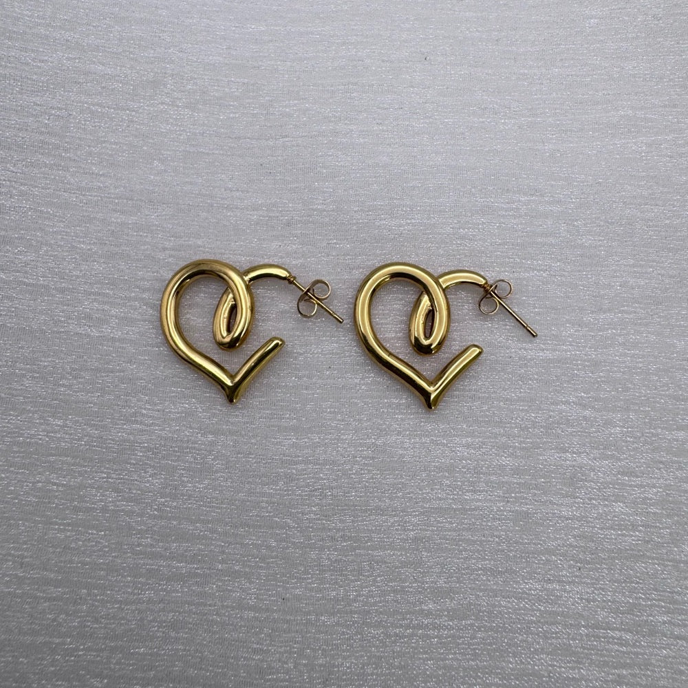 Elise Gold Heart Stud Earrings