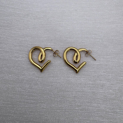 Elise Gold Heart Stud Earrings