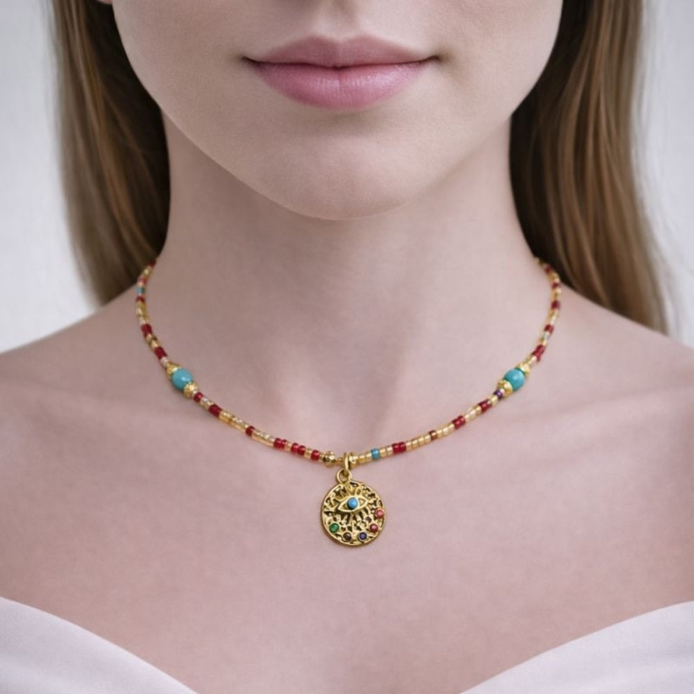Mixed Stone Evil Eye Necklace Style #30