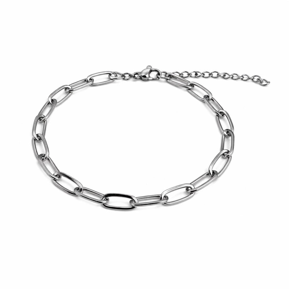 5mm Silver Paper Clip Stainless Steel Bracelet
