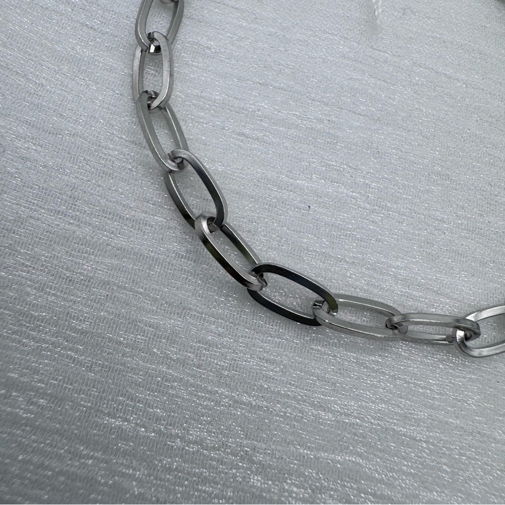 5mm Silver Paper Clip Stainless Steel Bracelet