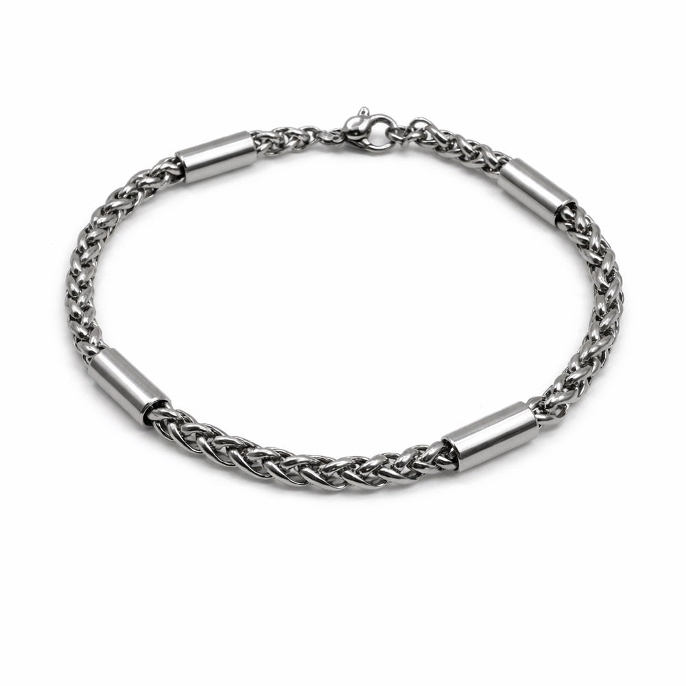 4.5mm Silver Wheat Chain Stainless Steel Bracelet