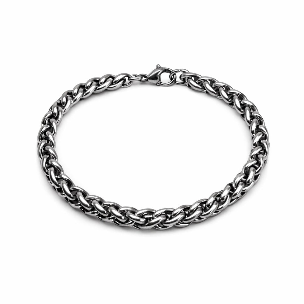 5mm Silver Wheat Chain Stainless Steel Bracelet