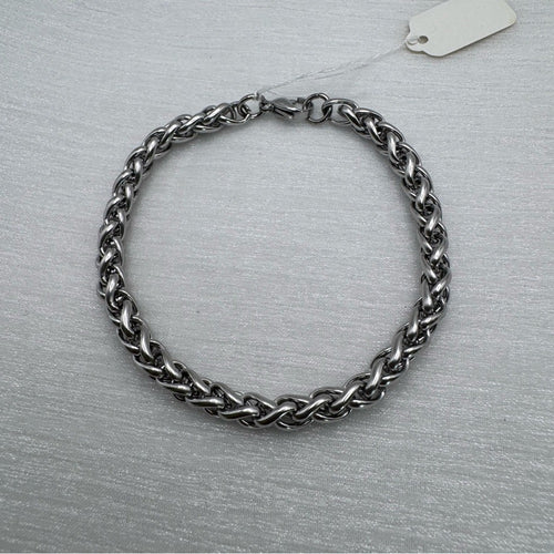 5mm Silver Wheat Chain Stainless Steel Bracelet