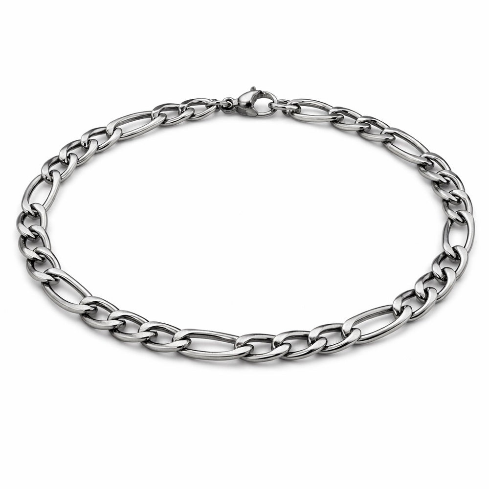 5mm Silver Figaro Chain Stainless Steel Bracelet