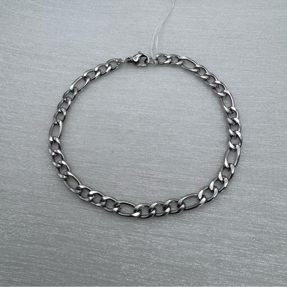 5mm Silver Figaro Chain Stainless Steel Bracelet