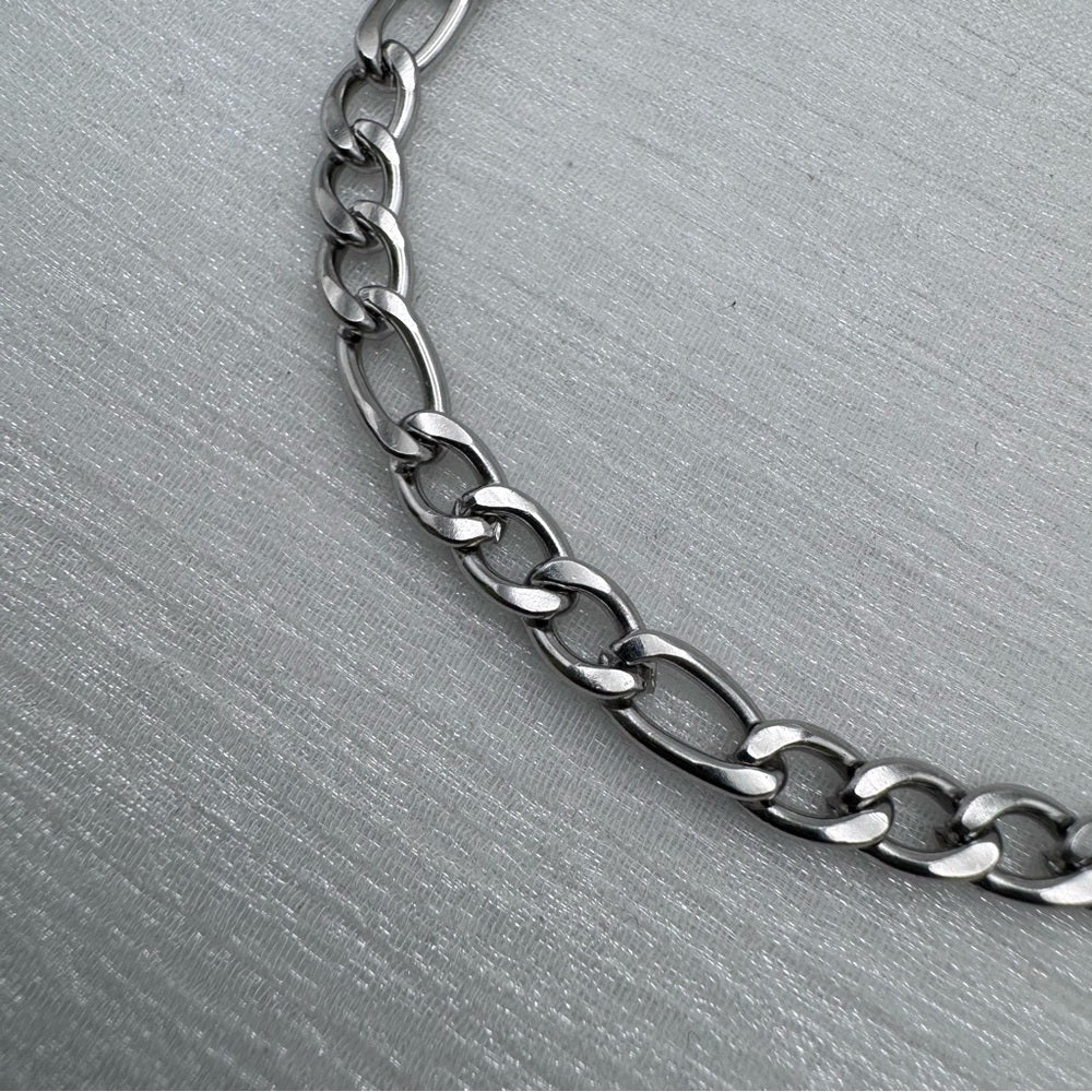 5mm Silver Figaro Chain Stainless Steel Bracelet