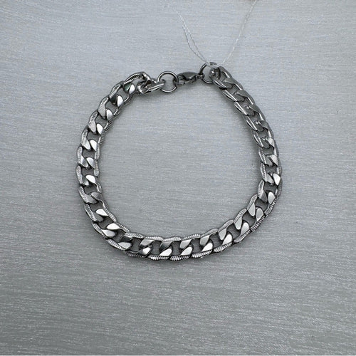 8mm Silver Curb Link Chain Stainless Steel Bracelet