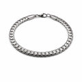 6mm Silver Flat Cuban Link Stainless Steel Bracelet