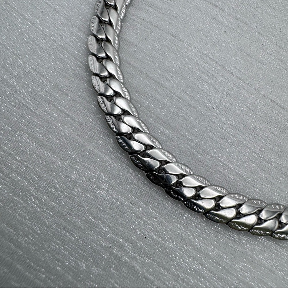 6mm Silver Flat Cuban Link Stainless Steel Bracelet