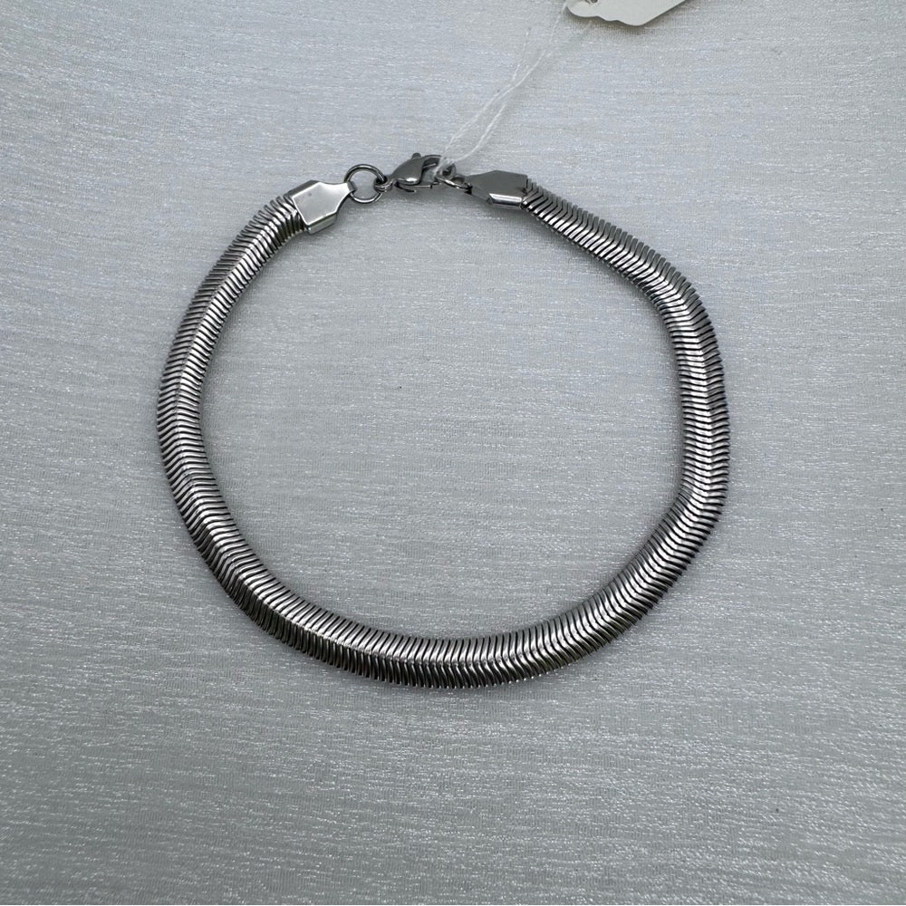 6mm Silver Herringbone Stainless Steel Bracelet