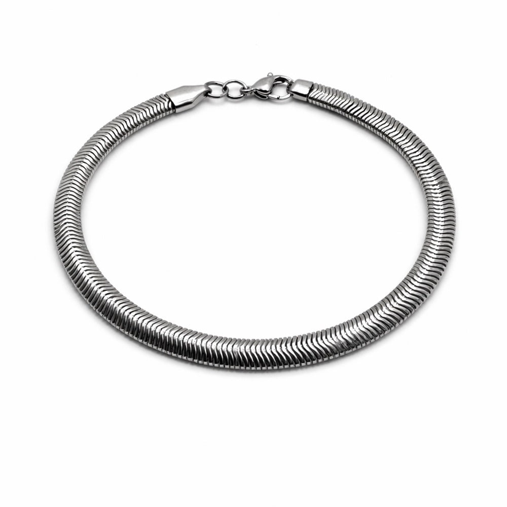6mm Silver Herringbone Stainless Steel Bracelet
