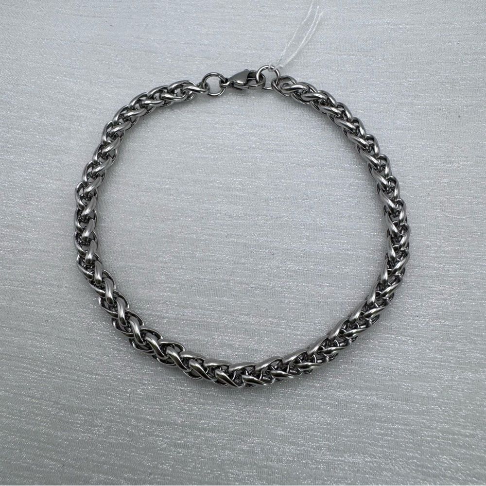 4mm Silver Wheat Chain Stainless Steel Bracelet