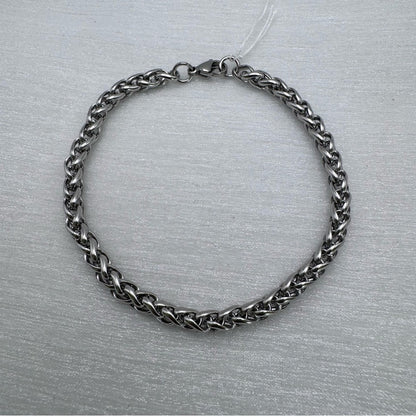 4mm | Silver | Wheat Chain Stainless Steel Bracelet