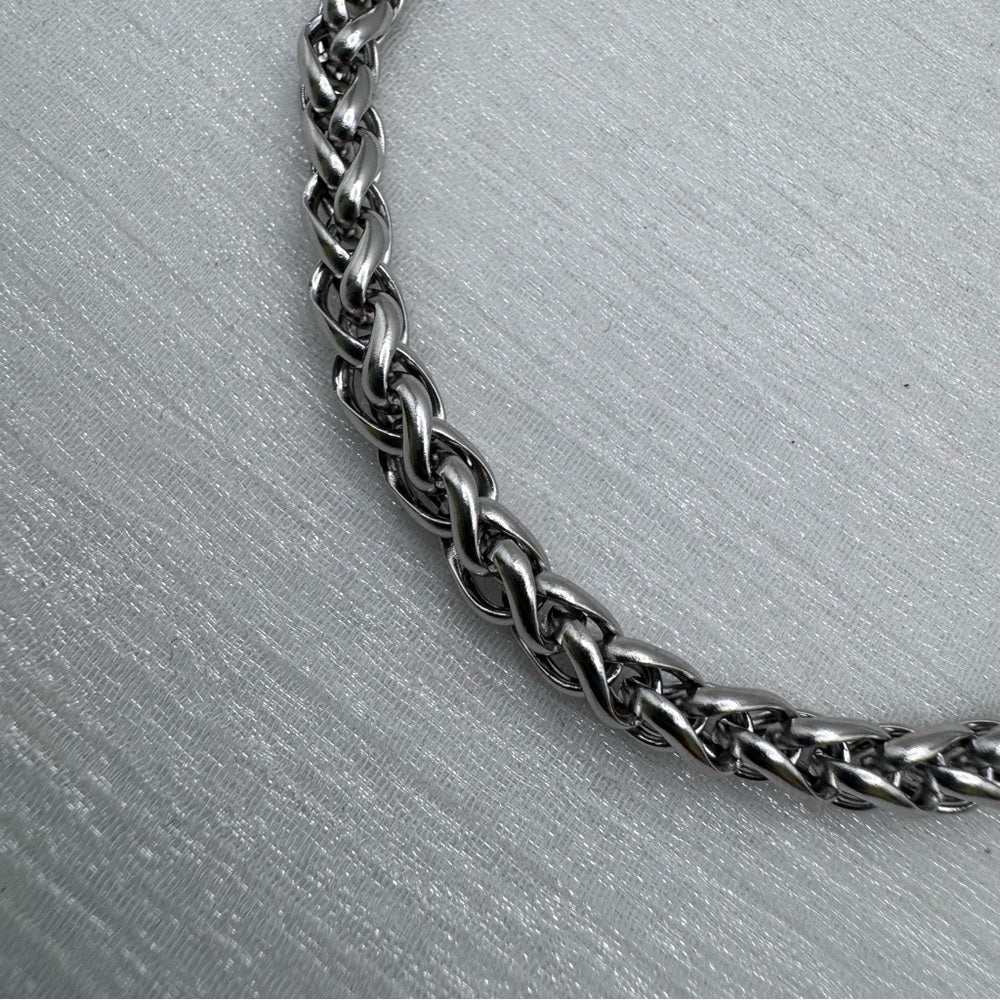 4mm Silver Wheat Chain Stainless Steel Bracelet