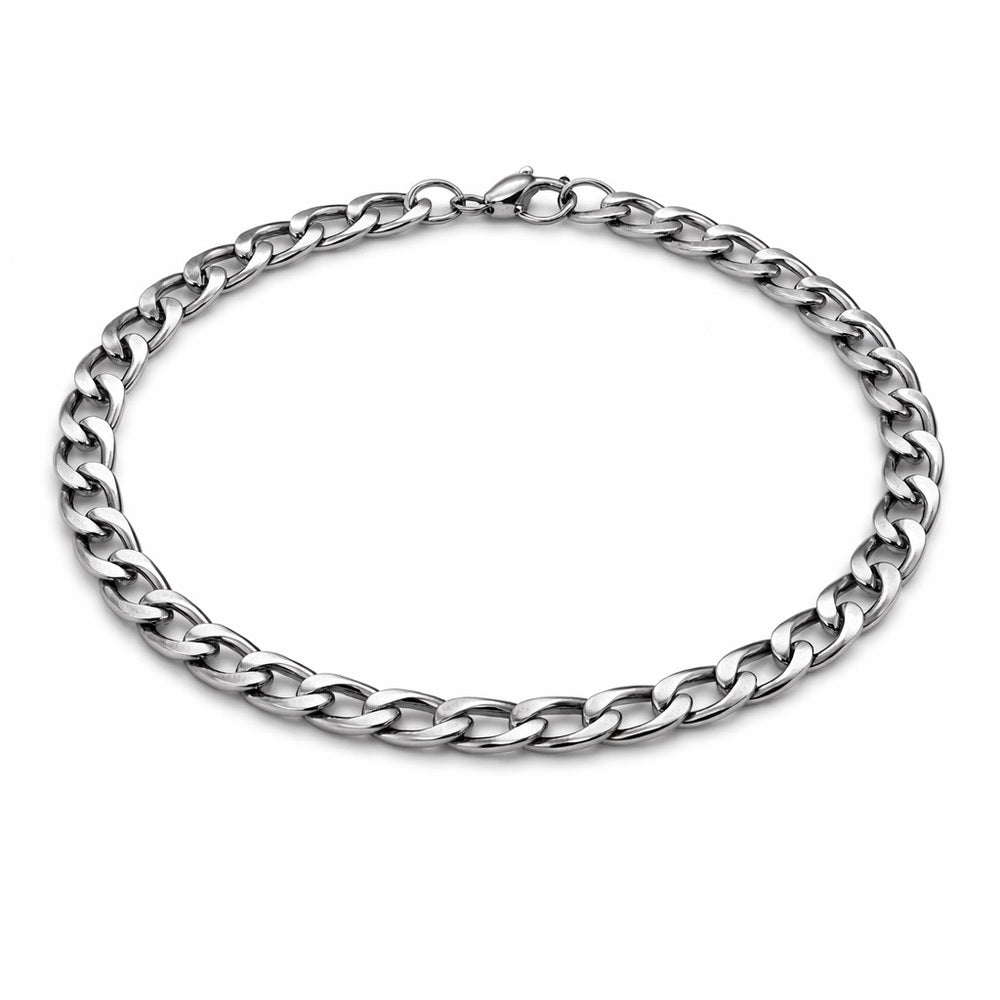 6mm Silver Curb Link Chain Stainless Steel Bracelet
