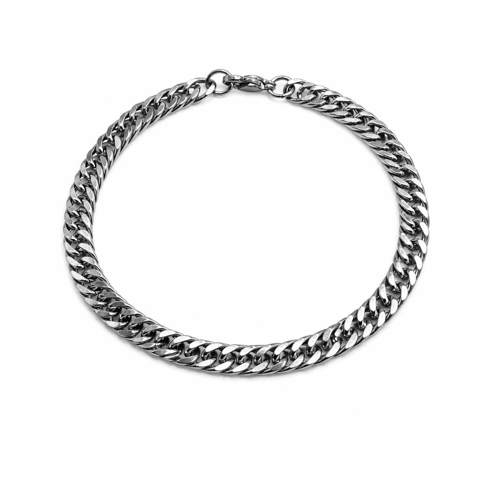 5.5mm Silver Double Curb Link Chain Bracelet