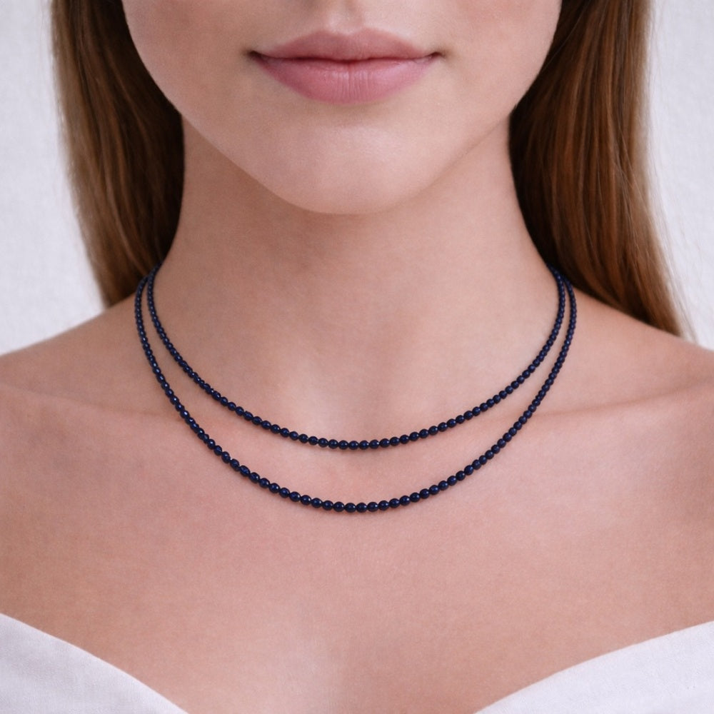 Dark Blue Sandstone Gemstone Magnetic Necklace