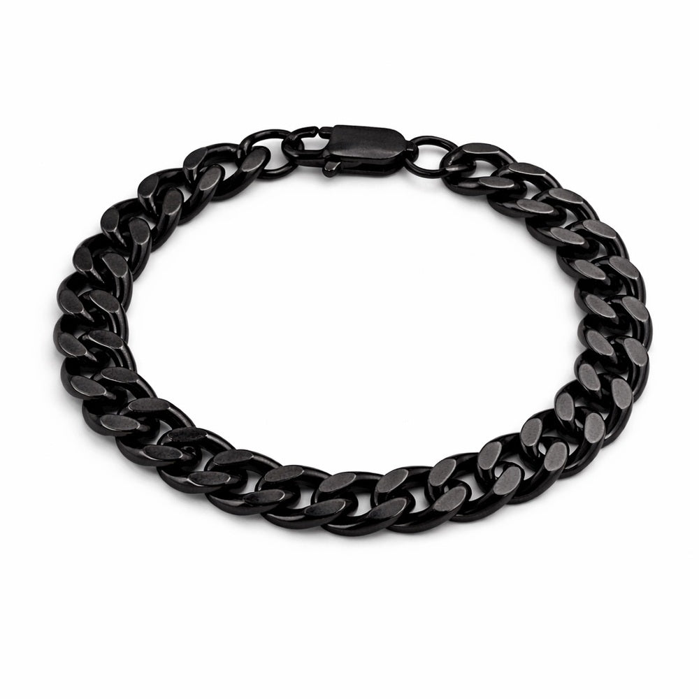 9mm Black Curb Link Chain Bracelet