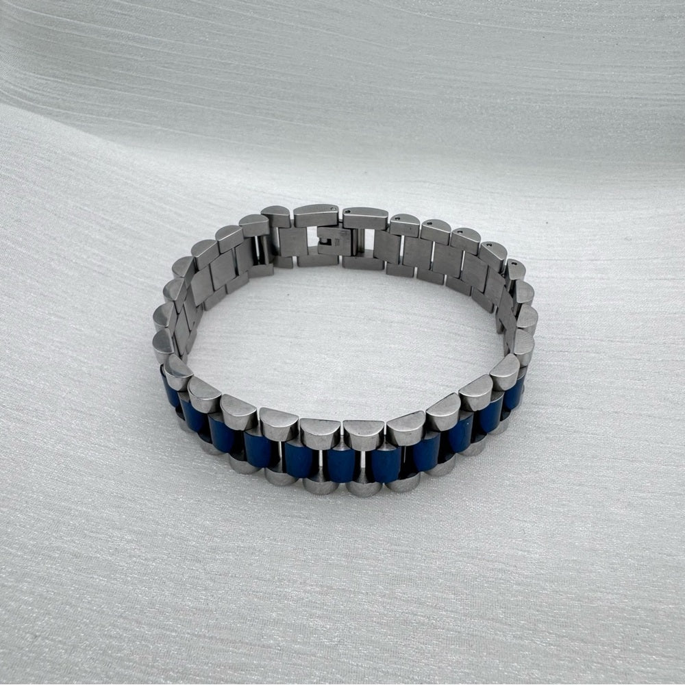 15mm Silver & Blue Jubilee Band Bracelet