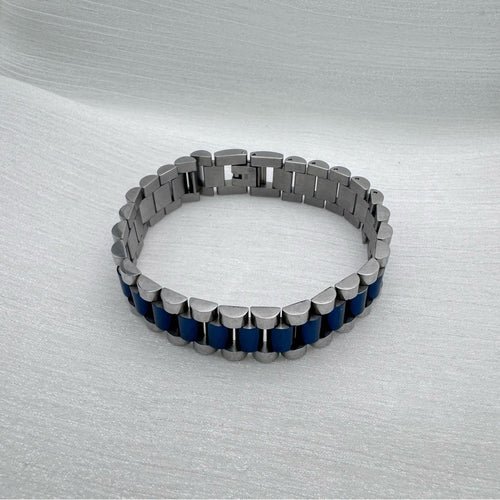15mm Silver & Blue Jubilee Band Bracelet