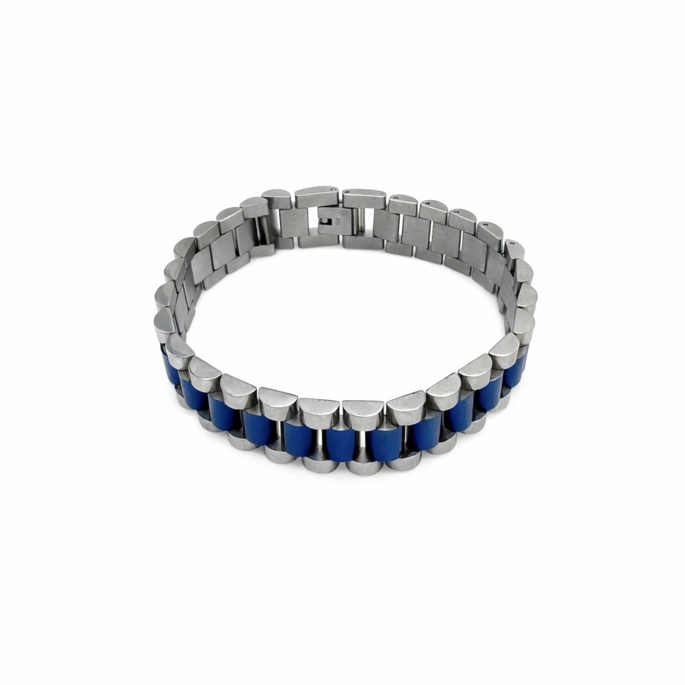 15mm Silver & Blue Jubilee Band Bracelet