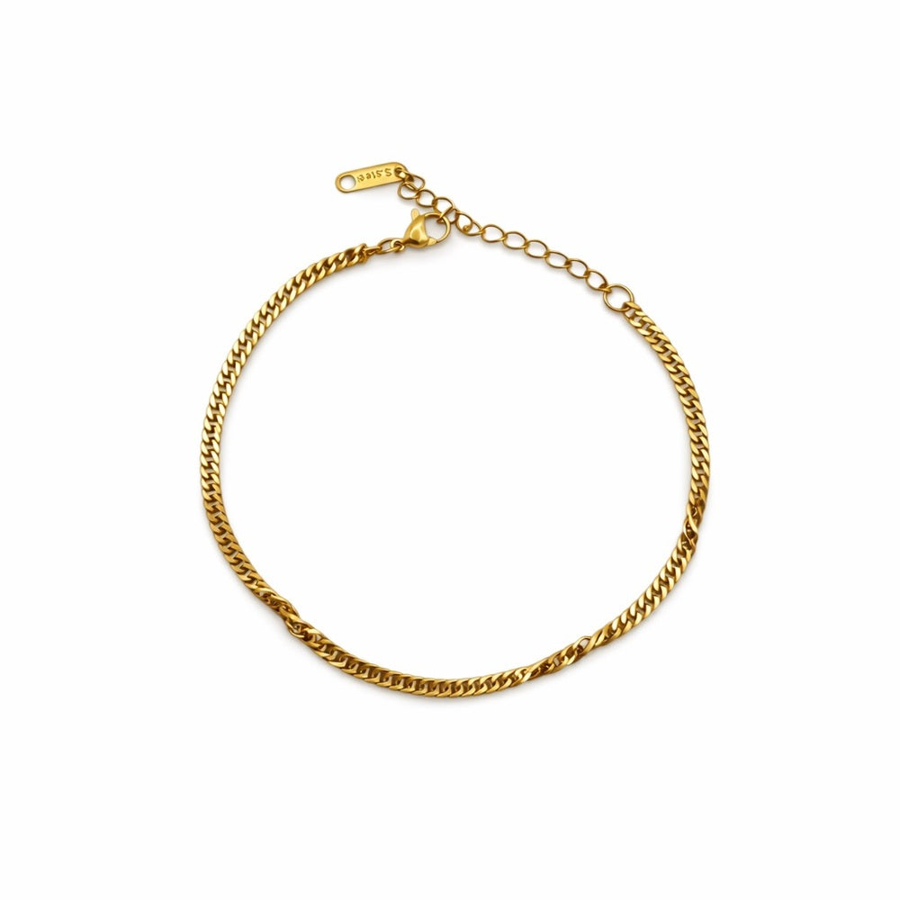 2.5mm Gold Double Curb Link Chain Bracelet