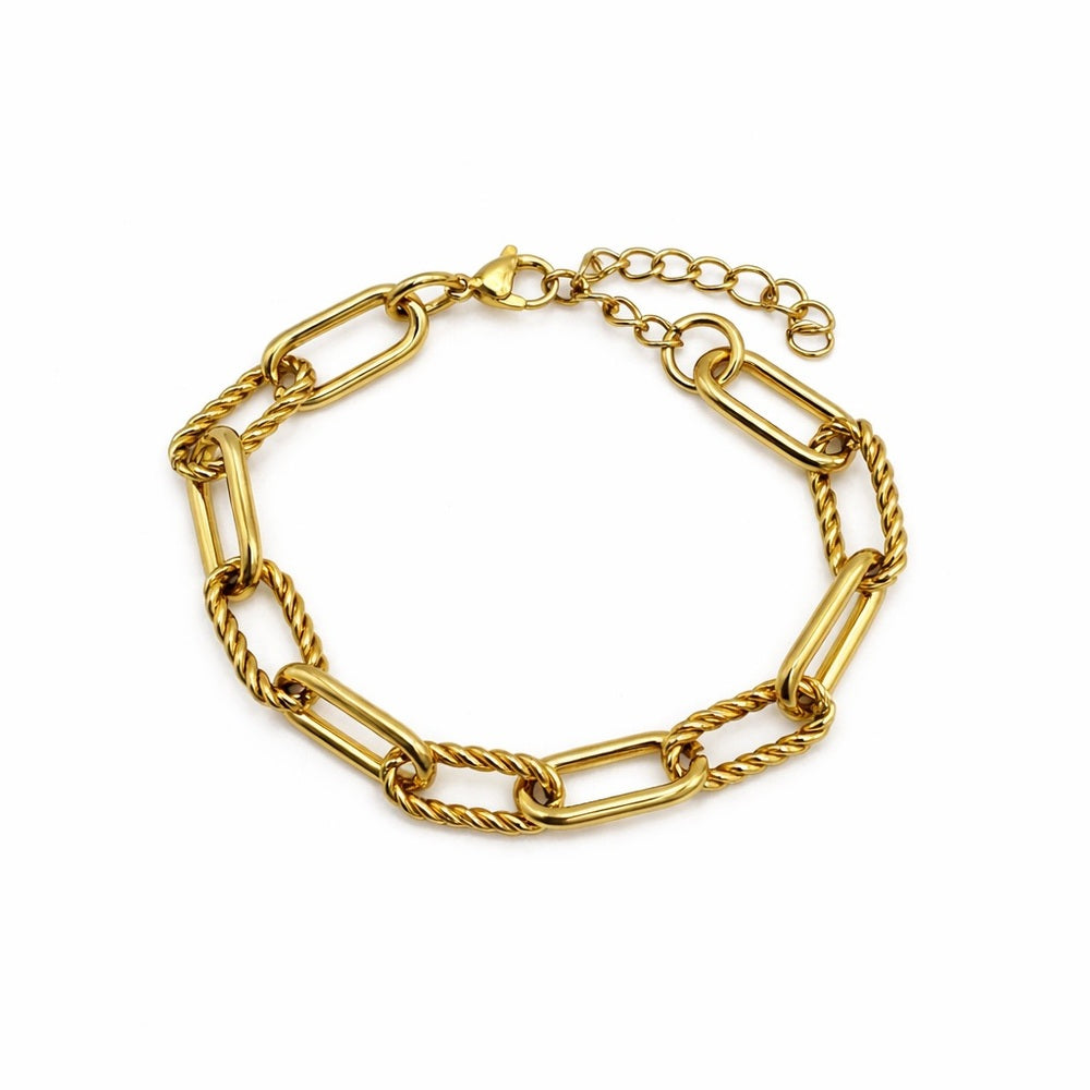 9mm Gold Large Paper Clip Chain Bracelet