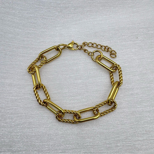 9mm Gold Large Paper Clip Chain Bracelet