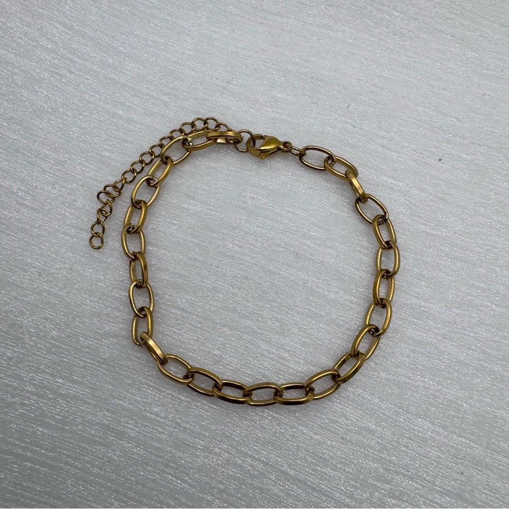 5mm Gold Paperclip Chain Bracelet