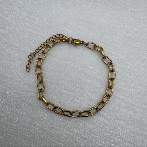 5mm Gold Paperclip Chain Bracelet