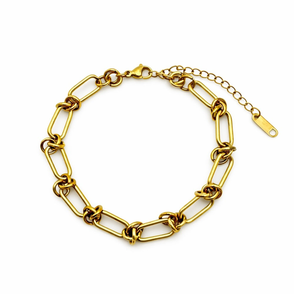 6.5mm Gold Knotted Paperclip Bracelet