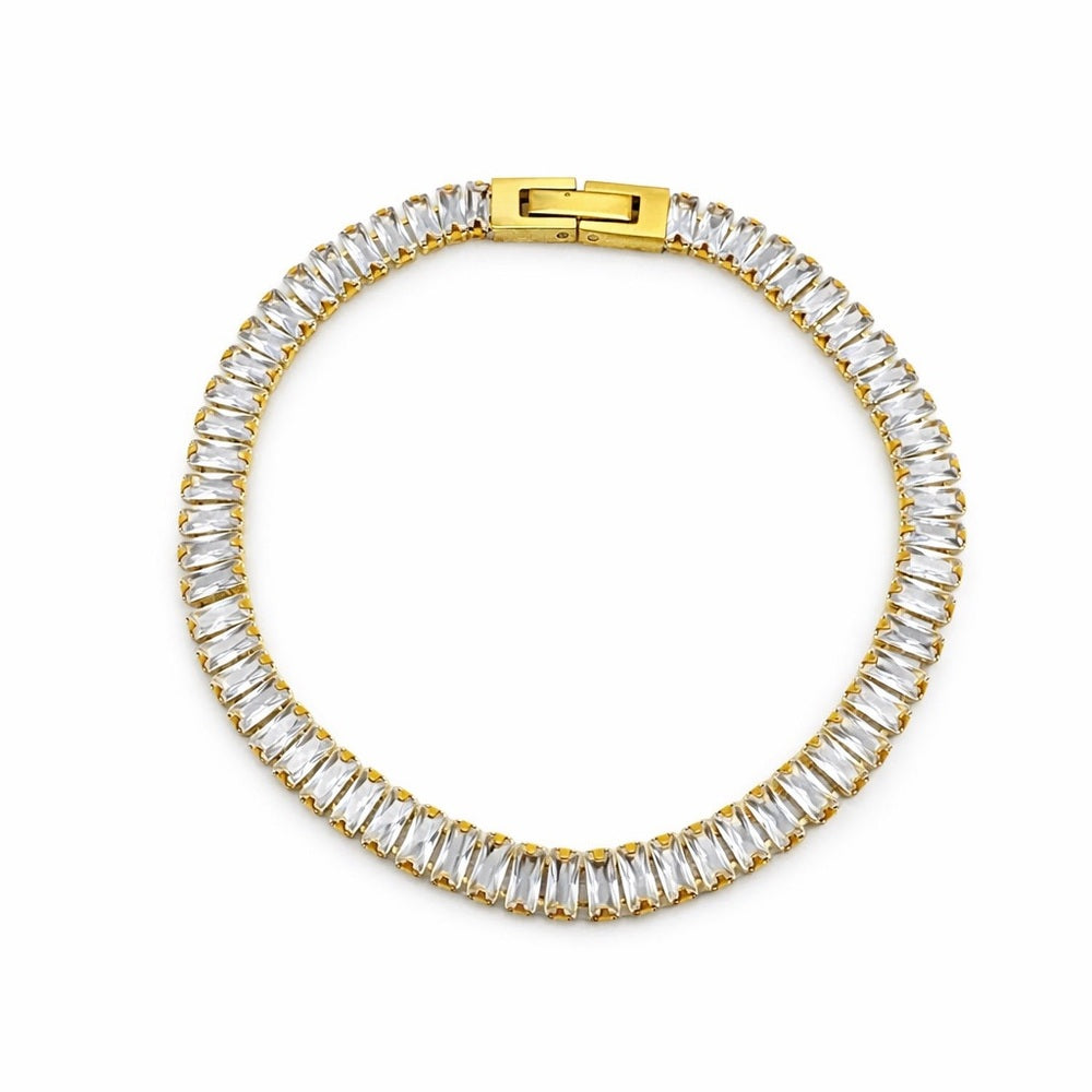 Gold Baguette Crystal Tennis Bracelet