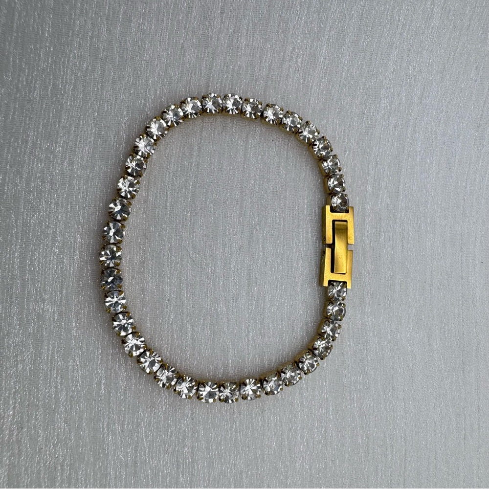Gold AAA Crystal Tennis Bracelet