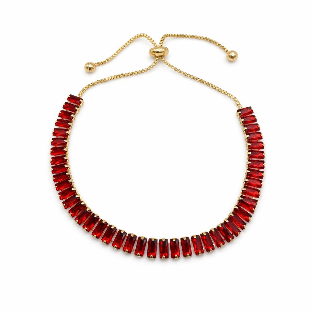 Adjustable Red Crystal Tennis Bracelet