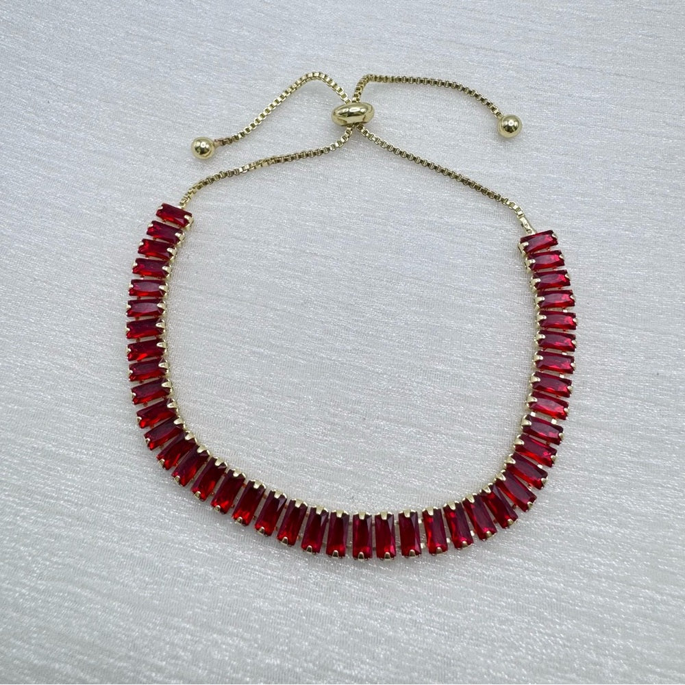 Adjustable Red Crystal Tennis Bracelet