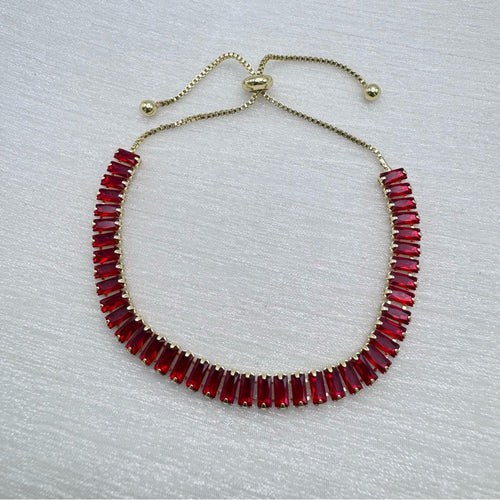 Adjustable Red Crystal Tennis Bracelet