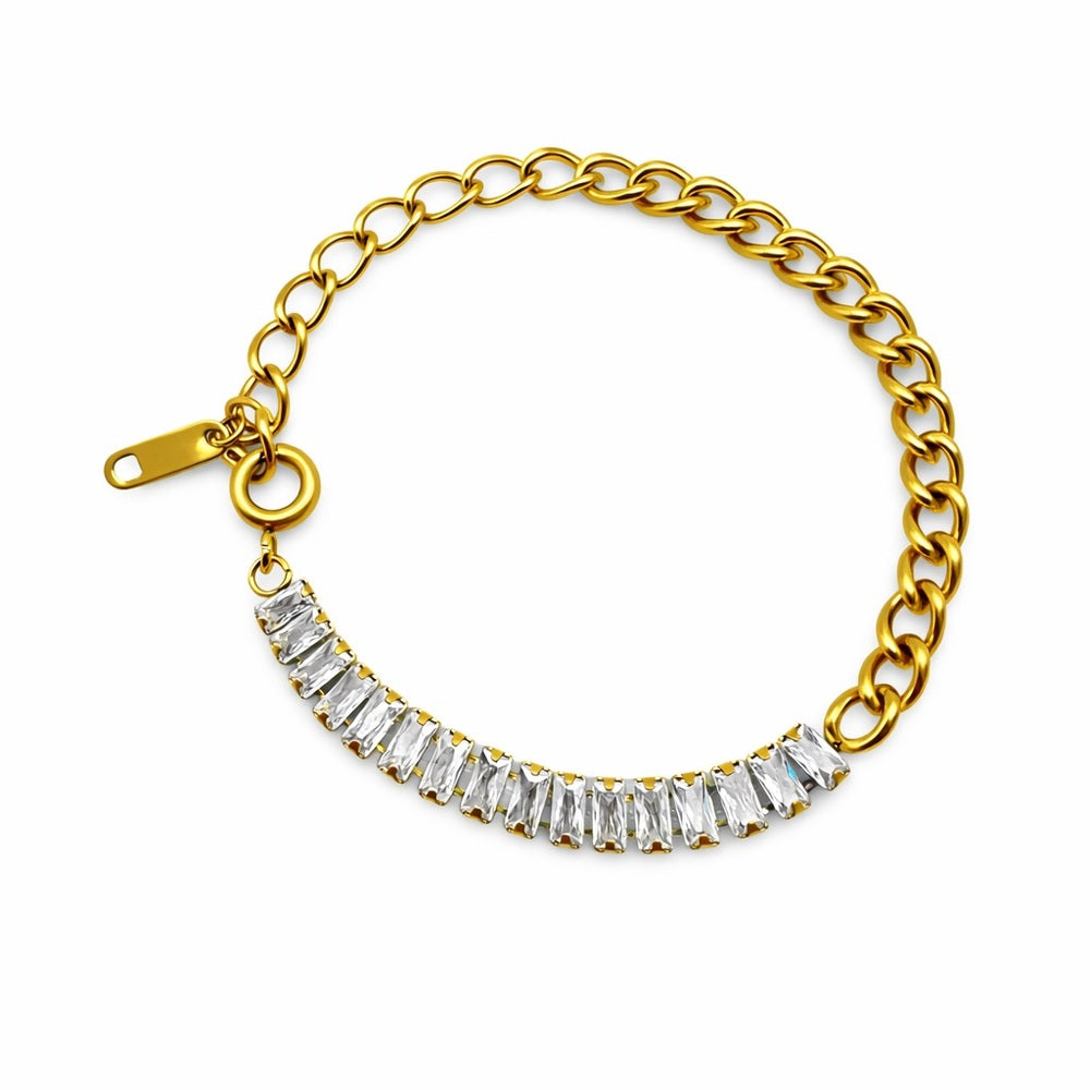 Half Tennis Baguette & Cuban Link Bracelet