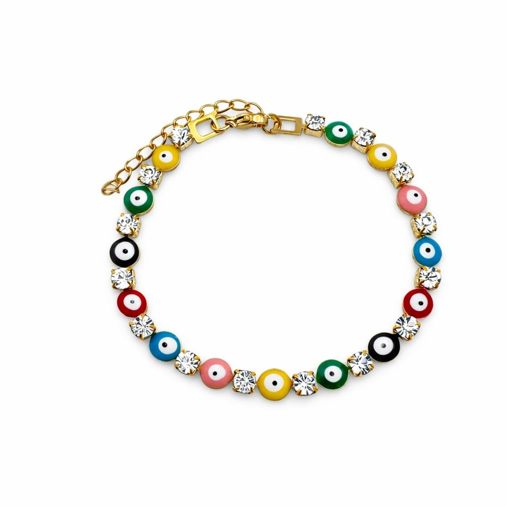 Multicolored Evil Eye Crystal Bracelet