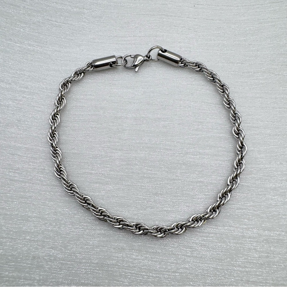 4mm Silver Rope Chain Bracelet